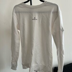 Moncler White Crewneck with Tricolor Neck Trim S/M